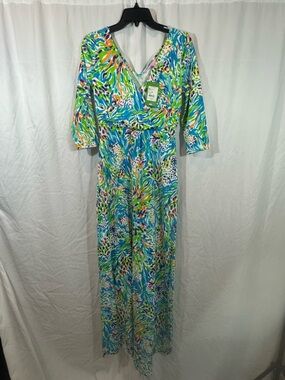 Lilly Pulitzer Bright Multicolor One-Piece Maxi Dress - V-Neck M